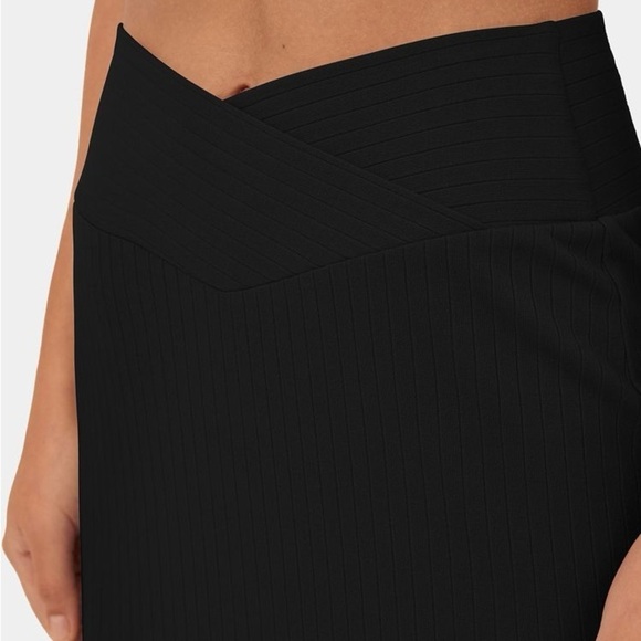 Halara Ribbed Knit High Waisted Crossover Side Split Bodycon Midi Skirt - Picture 3 of 3